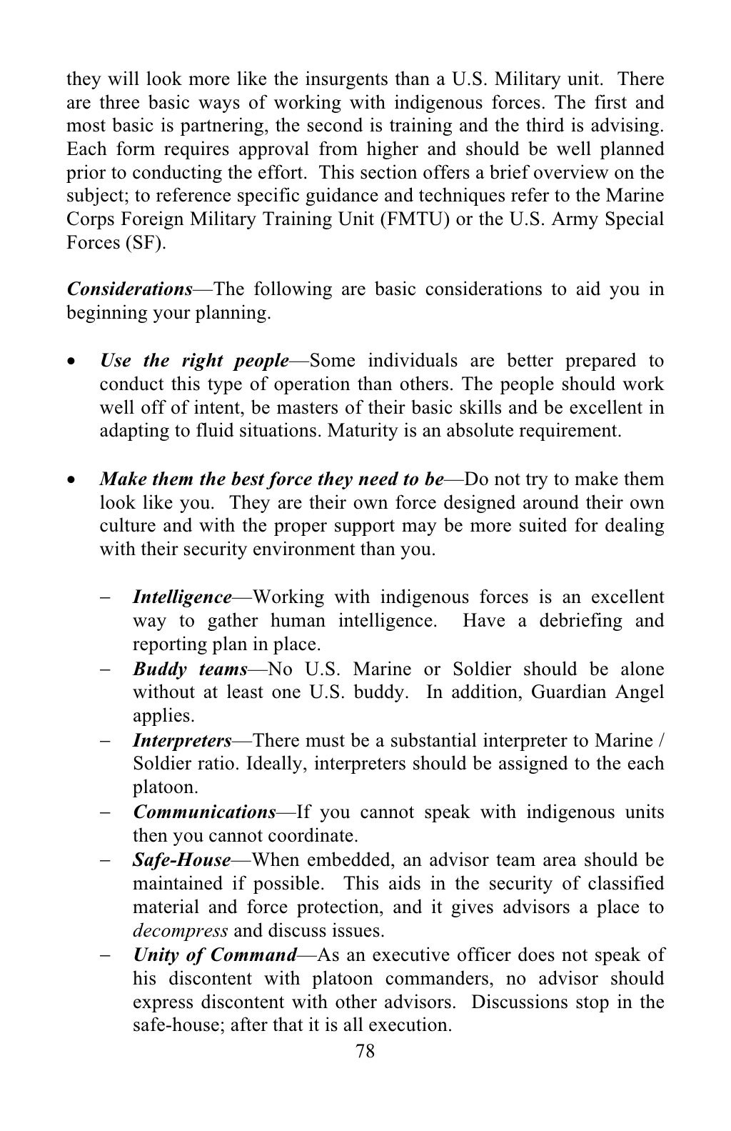 Small Unit Leaders Guide To Counterinsurgency Five Final Rules