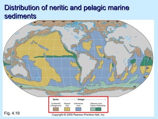 Distribution of neritic and pelagic marineDistribution of neritic and pelagic marine
sedimentssediments
Fig. 4.19
 