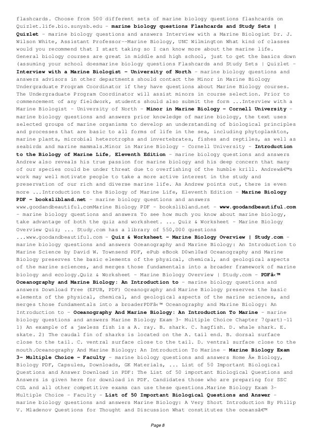 DOWNLOAD marine biology questions and answers