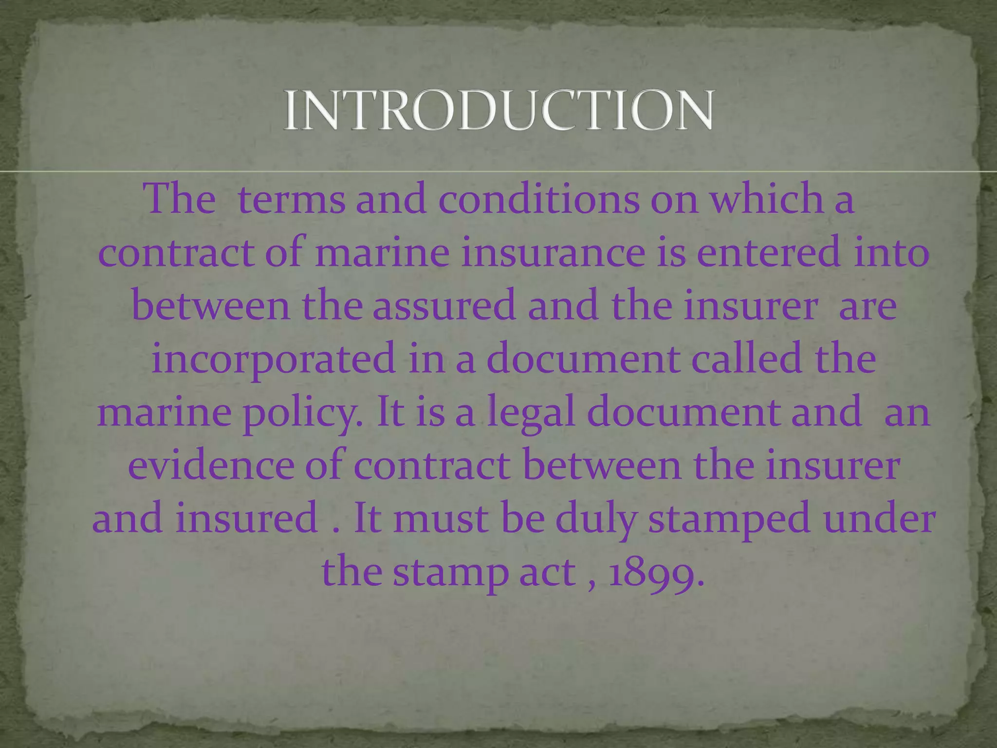 How Long Are Marine Reserve Contracts Marine insurance contract | PPT