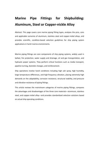 Ship Fitting Comprehensive Guide to Marine Pipe Fittings: Materials, Types, and ...