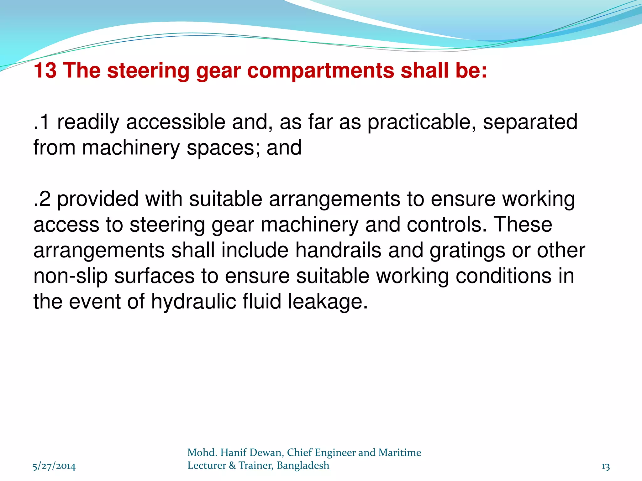 Marine Steering Gear and SOLAS Requirements