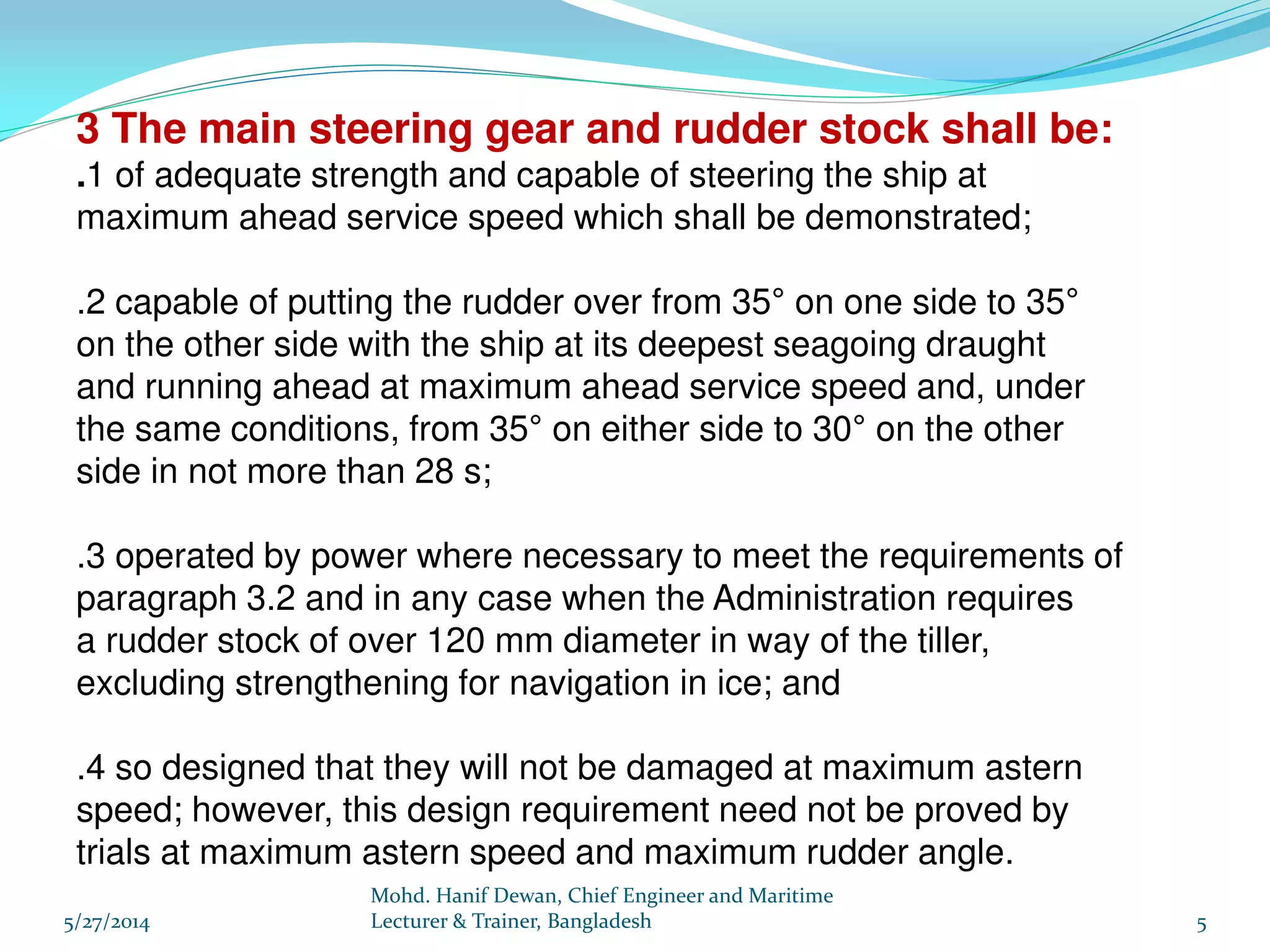 Marine Steering Gear and SOLAS Requirements