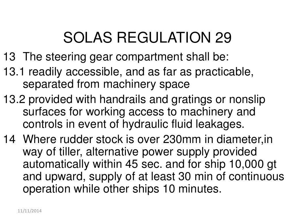 Marine Steering Gear and SOLAS Requirements