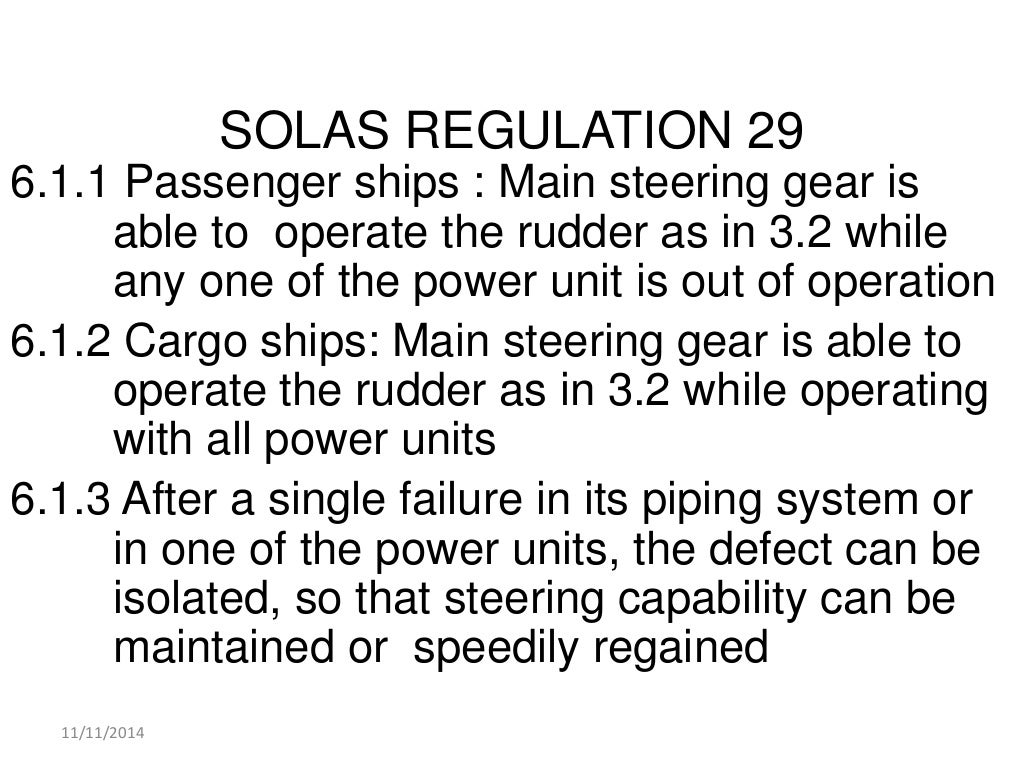 Marine Steering Gear and SOLAS Requirements