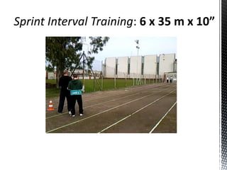 Sprint Interval Training: 6 x 35 m x 10”
 