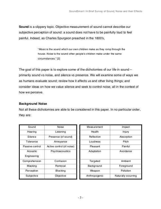 SoundSmart A Brief Survey of Sound, Noise and their Effects