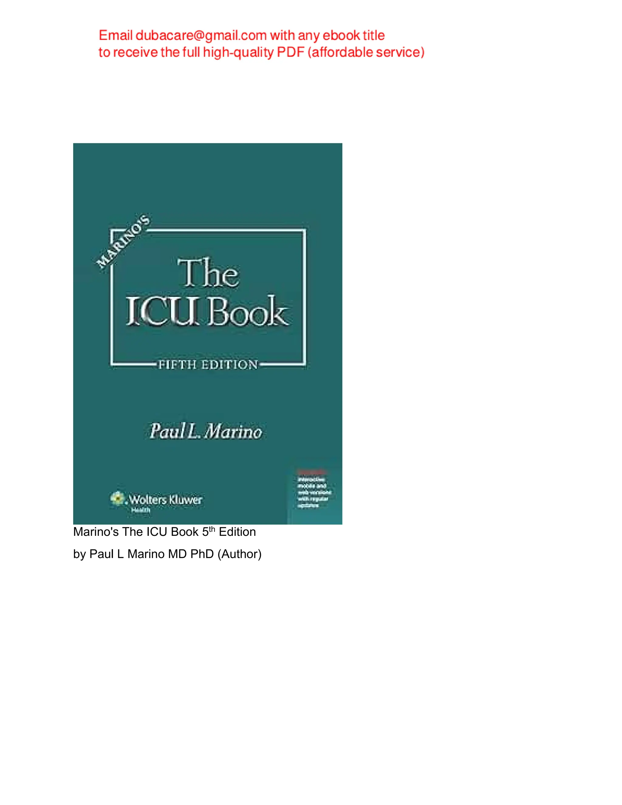 Marino's The ICU Book 5th Edition Paul Marino ebook | PDF