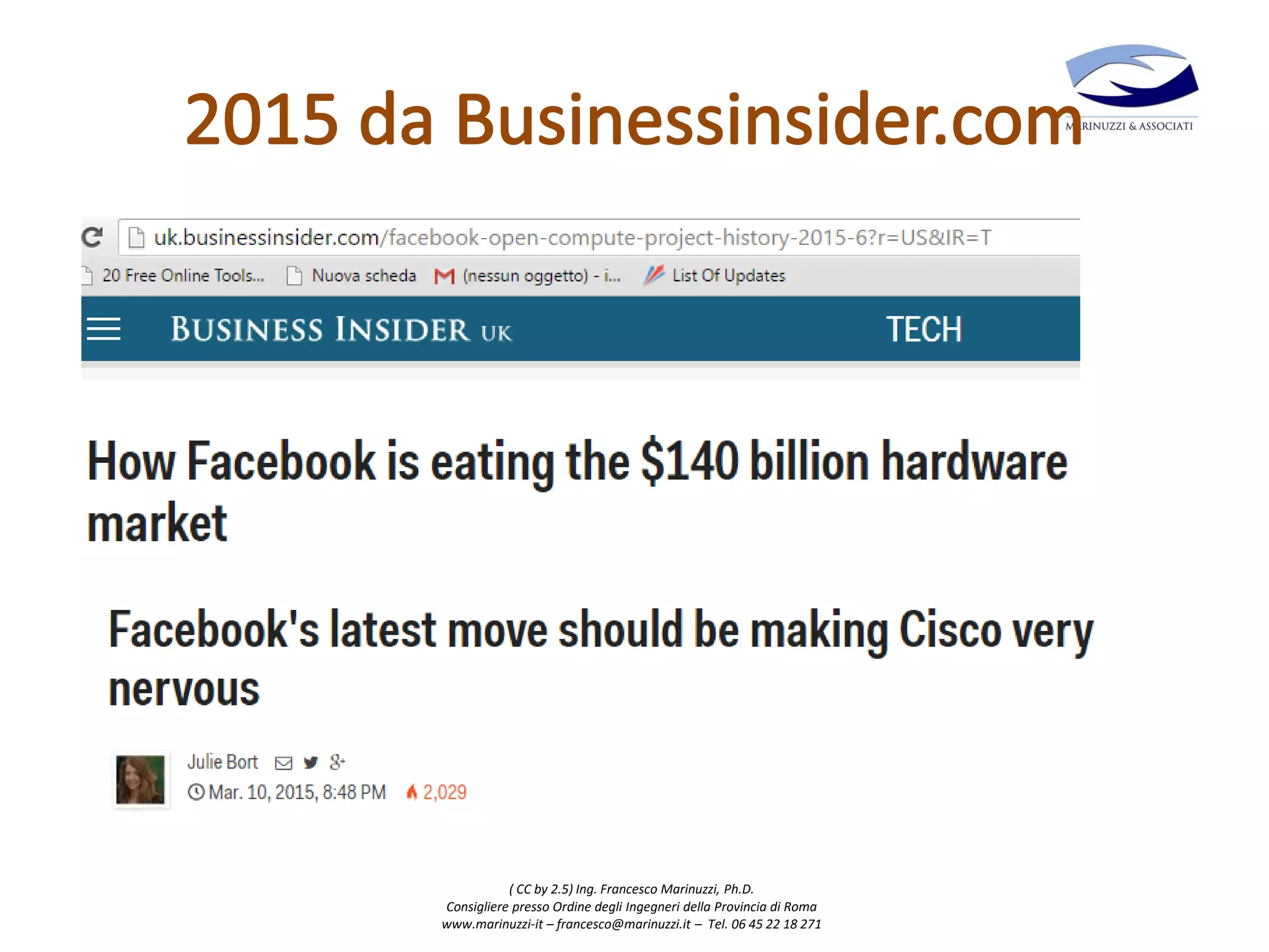 ( CC by 2.5) Ing. Francesco Marinuzzi, Ph.D.
Consigliere presso Ordine degli Ingegneri della Provincia di Roma
www.marinuzzi-it – francesco@marinuzzi.it – Tel. 06 45 22 18 271
 