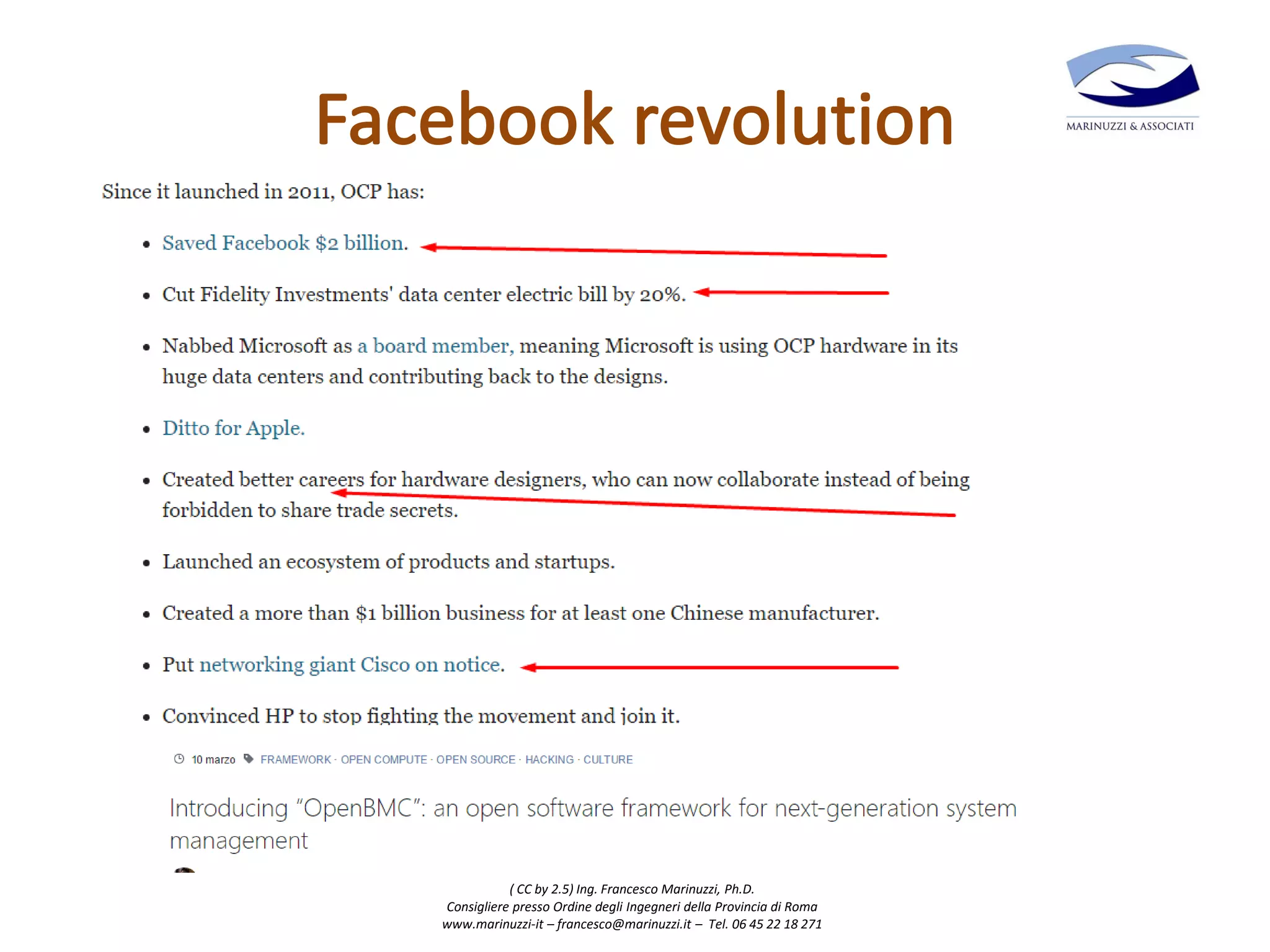 ( CC by 2.5) Ing. Francesco Marinuzzi, Ph.D.
Consigliere presso Ordine degli Ingegneri della Provincia di Roma
www.marinuzzi-it – francesco@marinuzzi.it – Tel. 06 45 22 18 271
 