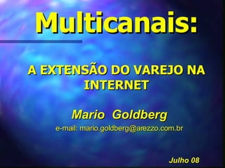Multicanais: A EXTENSÃO DO VAREJO NA INTERNET Mario  Goldberg e-mail: mario.goldberg@arezzo.com.br Julho 08 