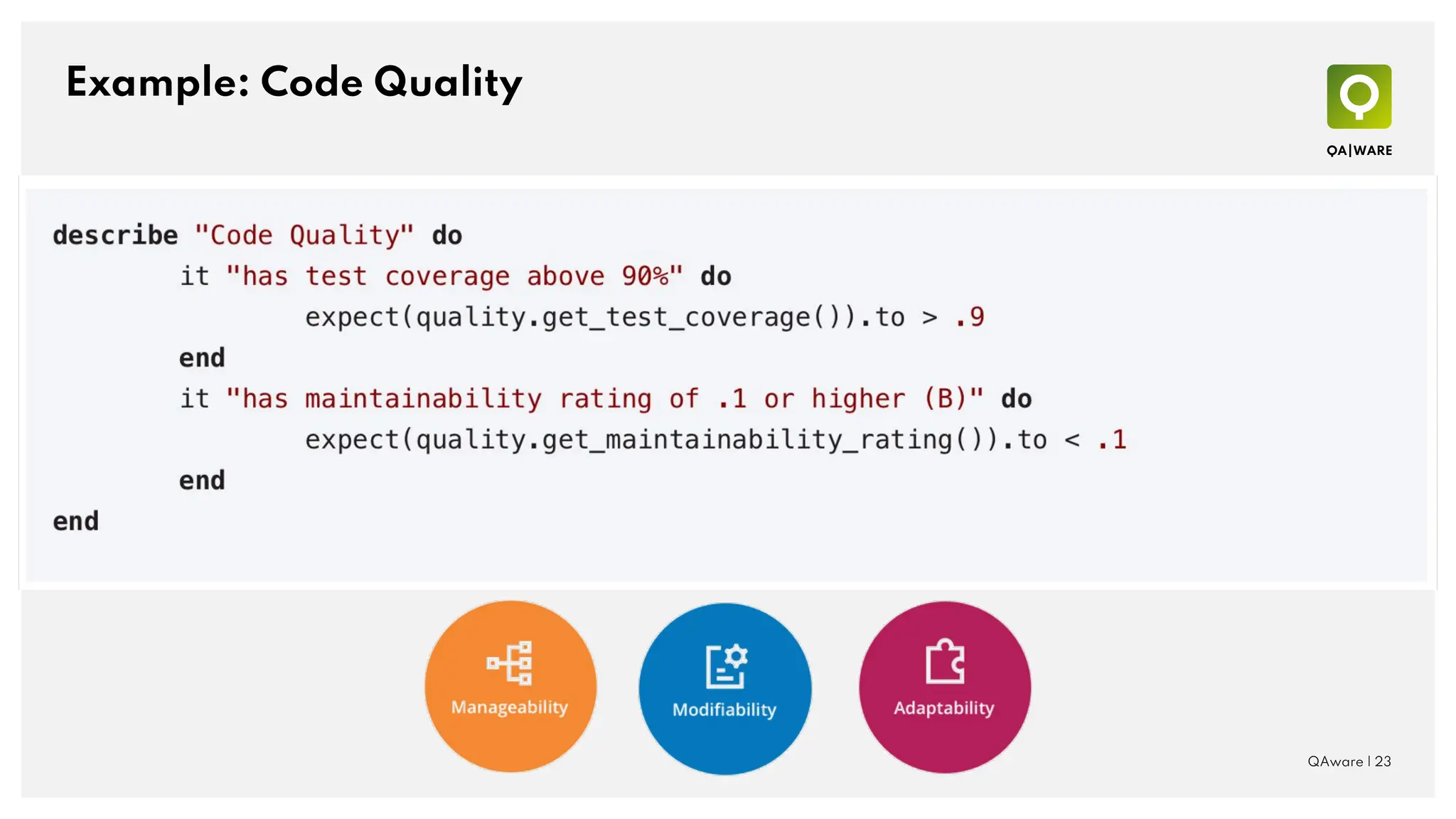 Example: Code Quality
QAware | 23
 