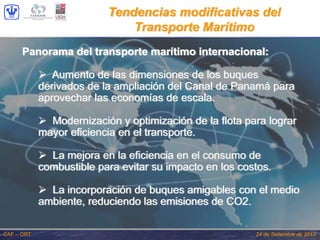 Tendencias modificativas del
Transporte Marítimo
Panorama del transporte marítimo internacional:
Aumento de las dimensione...