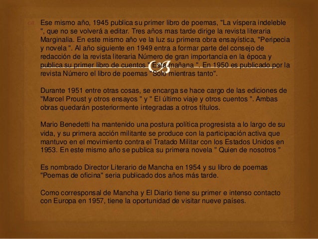Resumen Del Libro Quien De Nosotros Mario Benedetti