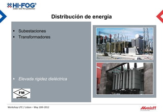Distribución de energía

     Subestaciones
     Transformadores




     Elevada rigidez dieléctrica




Workshop UTC / Lisbon – May 10th 2012
 