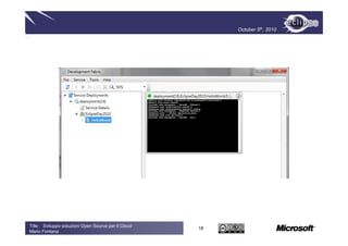October 5th, 2010




Title : Sviluppo soluzioni Open Source per il Cloud
                                                      18
Mario Fontana
 