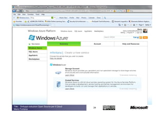 October 5th, 2010




Title : Sviluppo soluzioni Open Source per il Cloud
                                                      24
Mario Fontana
 