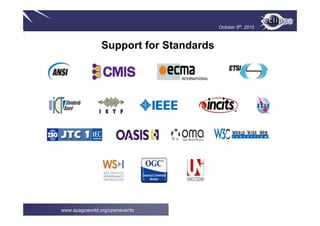 October 5th, 2010



                Support for Standards




www.spagoworld.org/openevents
 