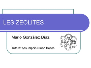 LES ZEOLITES

  Mario Gonzàlez Díaz

  Tutora: Assumpció Niubò Bosch
 