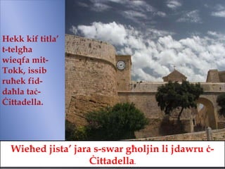 Wieħed jista’ jara s-swar għoljin li jdawru ċ-Ċittadella . 