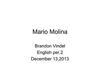 Mario Molina
Brandon Vindel
English per.2
December 13,2013