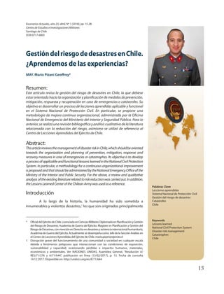 Gestión del riesgo de desastres en Chile | PDF