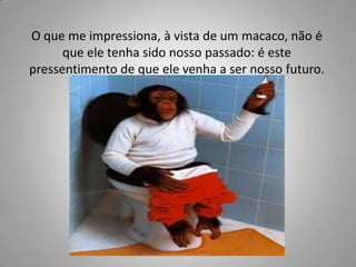 O que me impressiona, à vista de um macaco, não é que ele tenha sido nosso passado: é este pressentimento de que ele venha a ser nosso futuro.