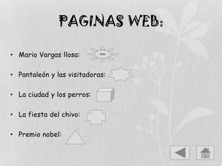 PARTICIPACION POLITICAEn la década de 1980, Vargas Llosa se volvió políticamente activo y causó sorpresa por sus posiciones liberales, ya que la intelectualidad de la época se caracterizaba por su perfil izquierdista.El 29 de septiembre de 2007 participó en el acto de presentación del partido español Unión, Progreso y Democracia prestando su apoyo público a dicho partido, de cuya Fundación Progreso y Democracia fue nombrado patrono de honor.