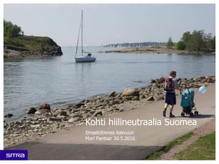 Kohti hiilineutraalia Suomea
Ilmastobisnes kasvuun
Mari Pantsar 30.5.2016
 