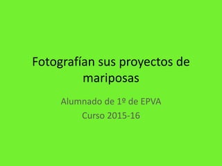 Fotografían sus proyectos de
mariposas
Alumnado de 1º de EPVA
Curso 2015-16
 