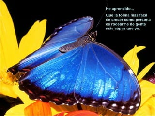 He aprendido... Que la forma más fácil  de crecer como persona es rodearme de gente  más capaz que yo.  