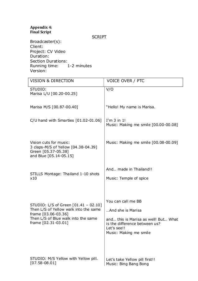 video resume script