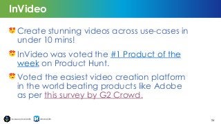 @marismithinvideo.io/marismith
Create stunning videos across use-cases in
under 10 mins!
InVideo was voted the #1 Product ...