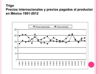 Trigo
Precios internacionales y precios pagados al productor
en México 1991-2012
 