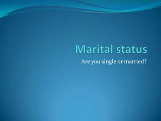 Are you single or married?
 