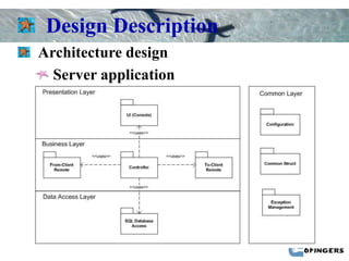 Design Description
Architecture design
  Server application
 