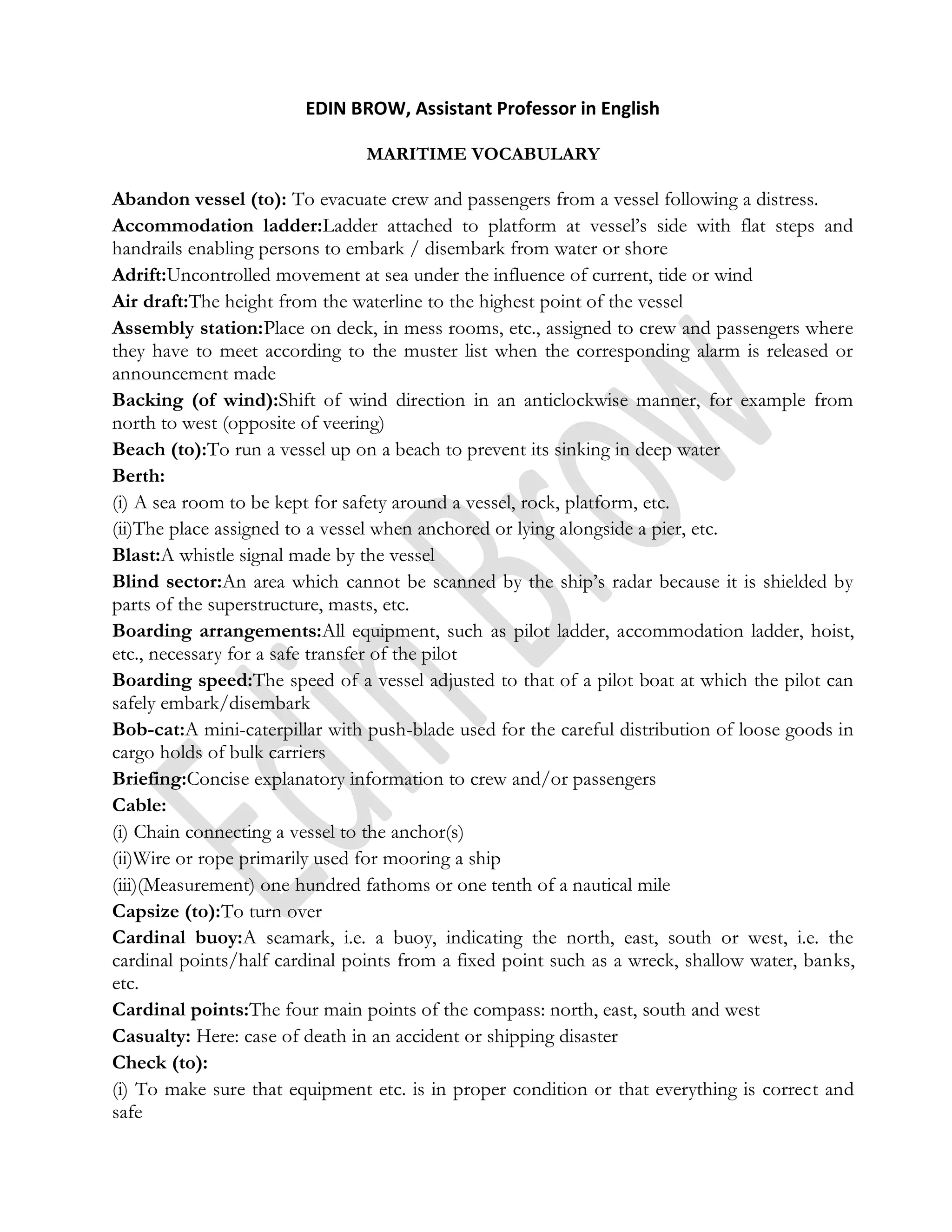 Maritime vocabulary | PDF