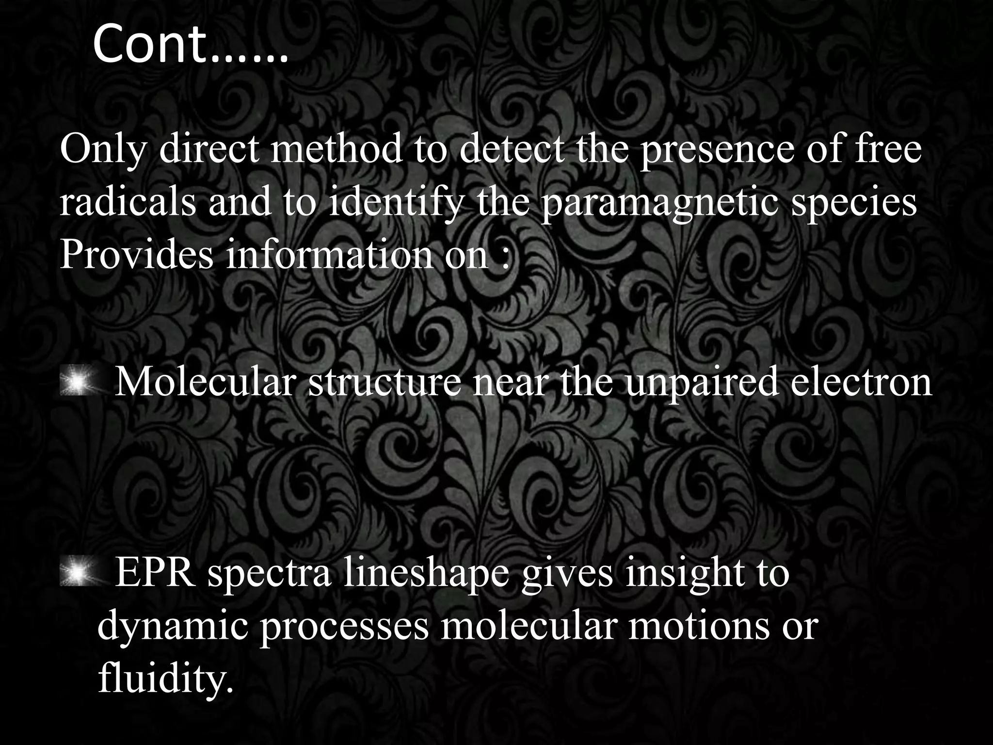 ELECTRON SPIN RESONANCE SPECTROSCOPY | PPTX