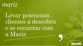 Material preliminar sujeito a alteração e exclusivo para uso interno da Even. Proibida a divulgação. As unidades só poderão ser comercializadas mediante Registro de Incorporação
 