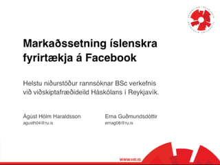 Markaðssetning íslenskra fyrirtækja á Facebook