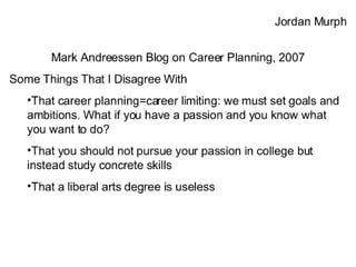 Mark Andreessen Career Planning Blog entry