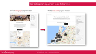 Winkelvestigingspagina maken Winkeloverzichtspagina maken
Winkelpagina’s opnemen in de hiërarchie
 