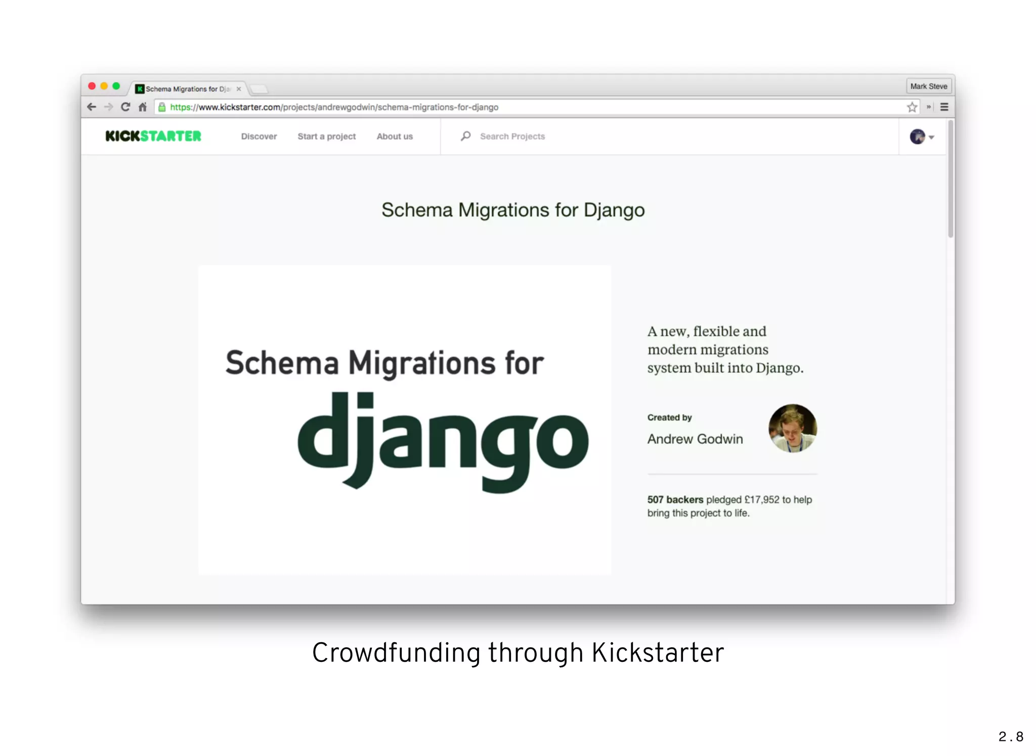 2 . 8
Crowdfunding through Kickstarter
 