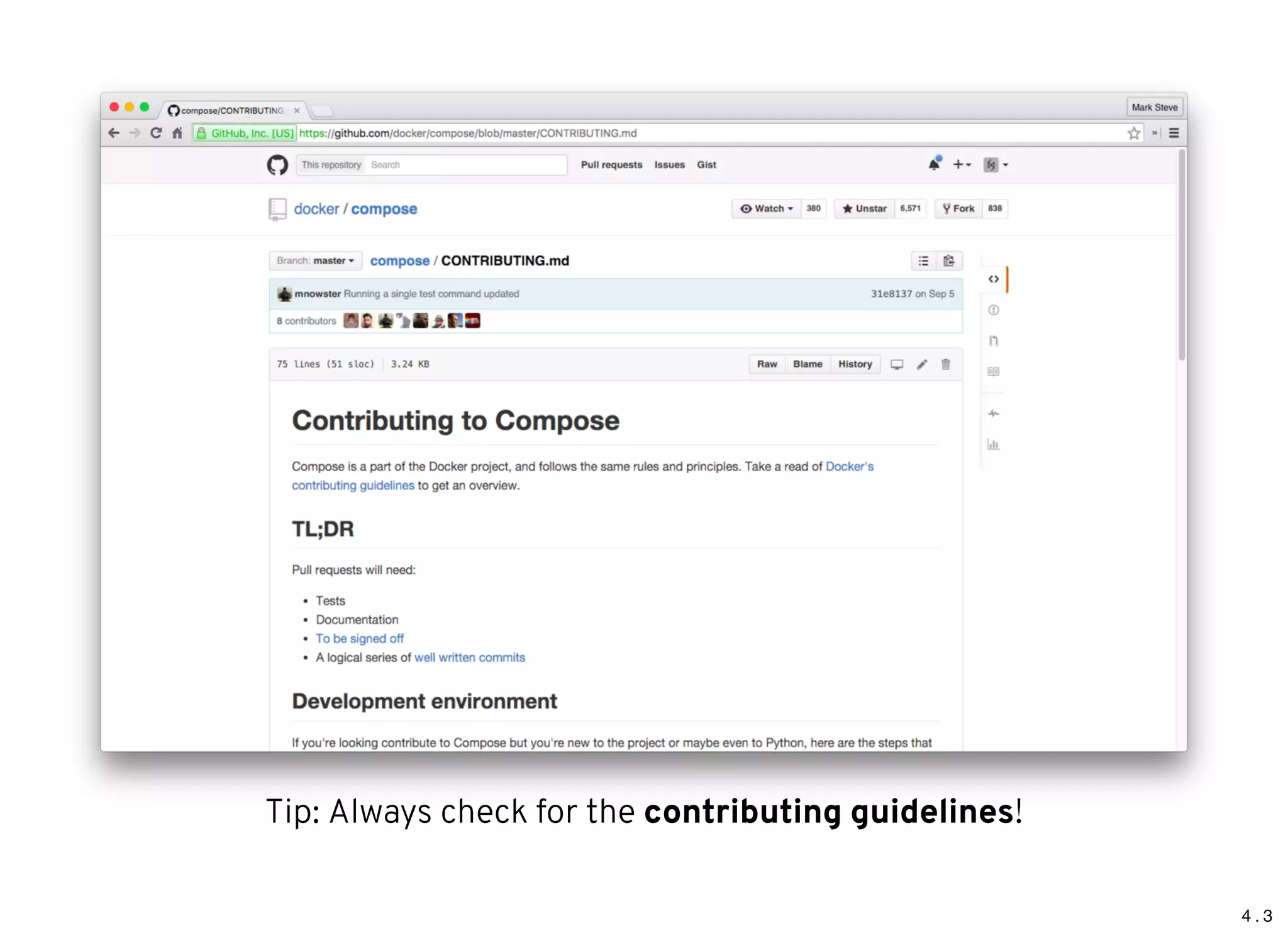 4 . 3
Tip: Always check for the contributing guidelines!
 