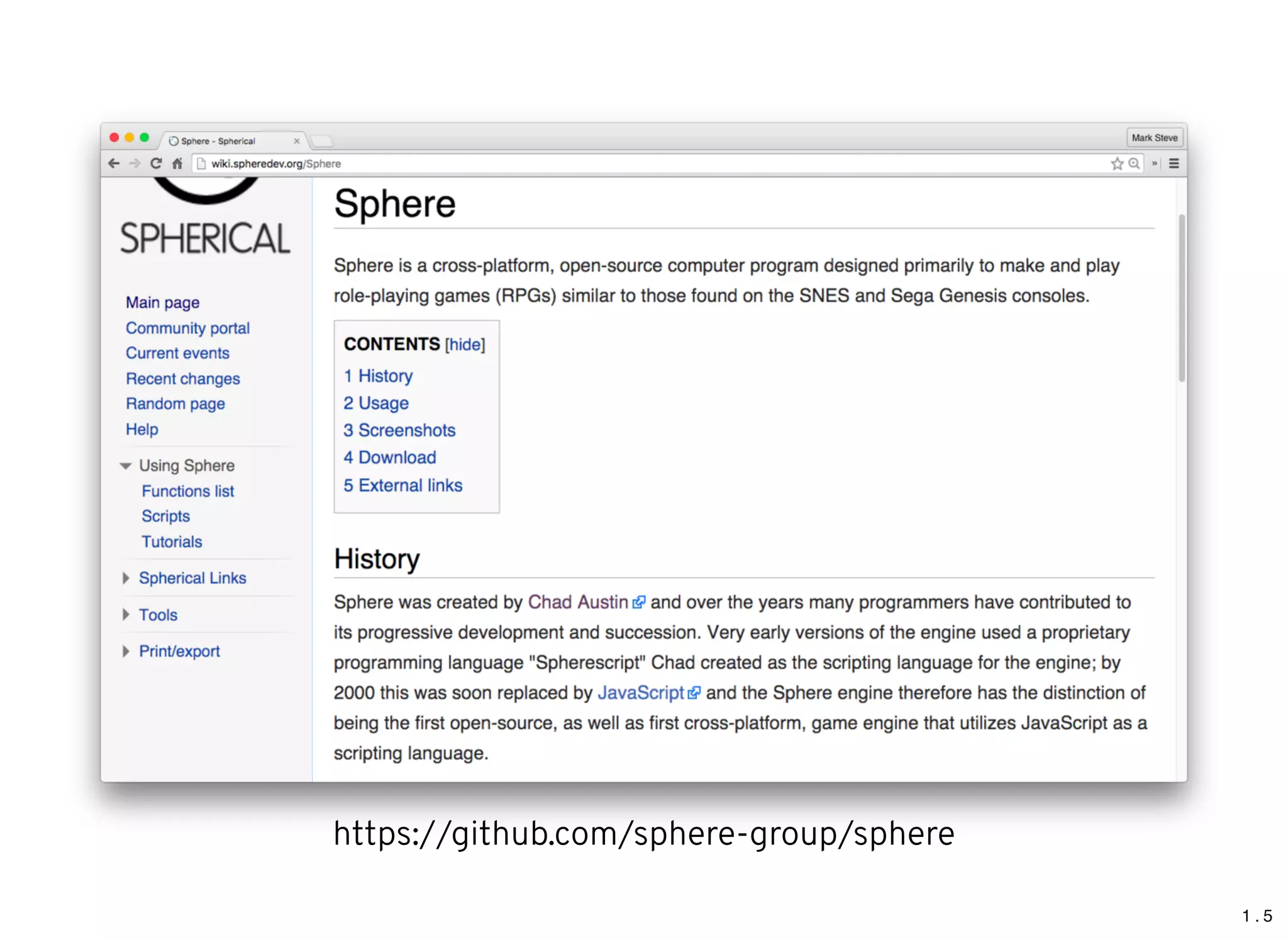 1 . 5
https://github.com/sphere-group/sphere
 