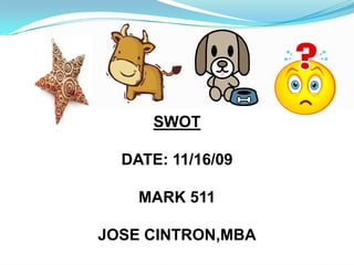 SWOT  DATE: 11/16/09 MARK 511 JOSE CINTRON,MBA 