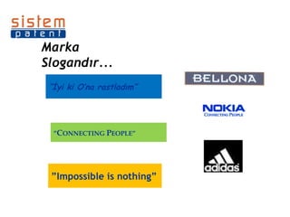 ” İyi ki O’na rastladım” ” C ONNECTING  P EOPLE” ” Impossible is nothing” Marka   Slogandır...  