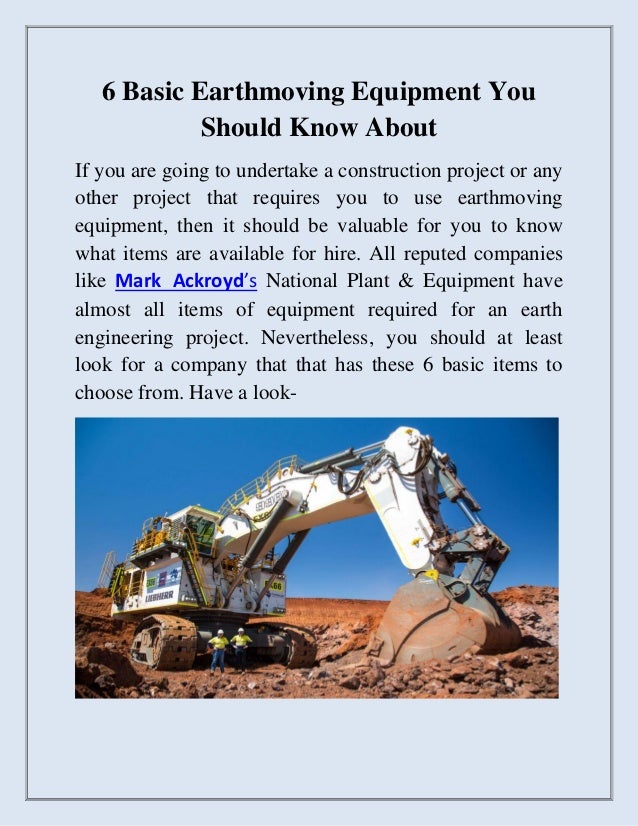 Basic Earthmoving Equipment You Should Know About