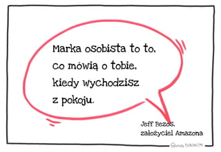 Marka osobista to to,
co mówią o tobie,
kiedy wychodzisz
z pokoju.
Jeff Bezos,
założyciel Amazona
 