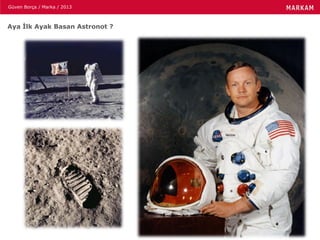 Güven Borça / Marka / 2013
Aya İlk Ayak Basan Astronot ?
 